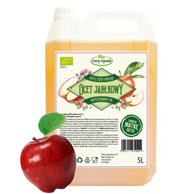Zdjęcie produktu dla Ocet JabłkowyNIEPASTERYZOWANY z Matką Octu Żywy EKOLOGICZNY 5L /Dary Ogrodu