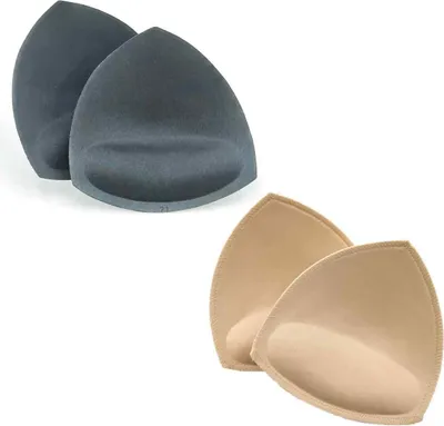 Produktbild von Paar Damen BH Cup Einlagen, Triangel Sport BH Pads, Herausnehmbare BH Insert Polsterung für Bademode, Bikini, Badeanzug (Schwarz, Beige)