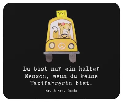 Produktbild von Mr. & Mrs. Panda Mouse Pad Taxifahrerin Herz - Schwarz - Geschenk, mousematte, Mauspad, laptop, Mousepad, pc