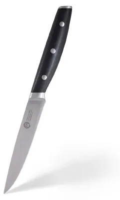 Produktbild von MasterChef Allzweckmesser, Kochmesser Profi Messer aus Kohlenstoffreichem Edelstahl, Dreifach Vernieteter Griff, mit Stahl Kropf, Vollzapfen, Superscharf, 12cm Klinge, Silber