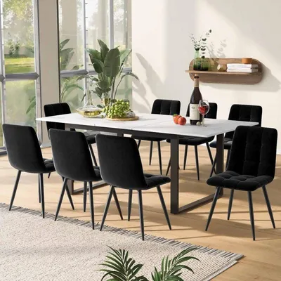 Imagen del producto de Mesa plegable – Mesa de comedor – Mesa plegable – Altura ajustable de 140-180 cm – Estructura de metal y tablero de MDF con aspecto de mármol