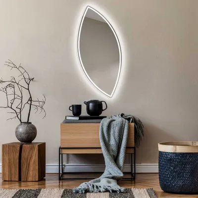 Obrázek produktu pro Artforma Dekorativni Nepravidelné zrcadlo na zeď s osvětlením 44x94 cm | Barva LED: Studená bílá 7000K | LPI223