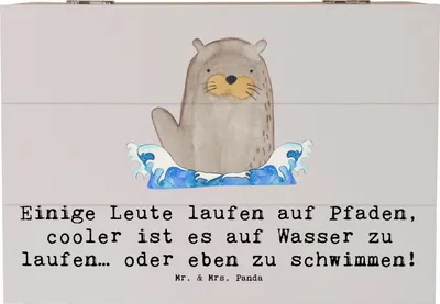Produktbild von Mr. & Mrs. Panda Truhe Schwimmen Pfade 22 x 15 cm - Grau Pastell - Geschenk, Sportler, Schmetterlingsschwimmen, Brustschwimmen, fotobox, Training, Teamsport, Schatulle