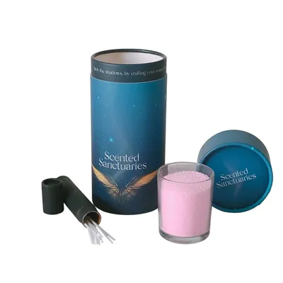 Produktbild von Duftkerzen-Set zum Selbstgestalten Rosa – Granulatwachs & Dochte im Geschenktube