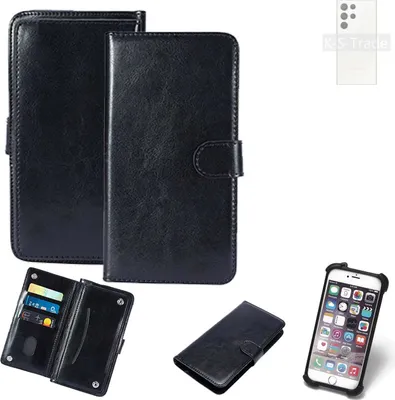 Produktbild von K-S-Trade 360° Hülle kompatibel mit Samsung Galaxy S23 Ultra schwarz Kunstleder Case BookCase WalletCase Kunstlederederhülle Handyhülle,