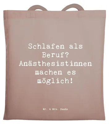 Produktbild von Mr. & Mrs. Panda Tote Bag Spruch Anästhesistin Freude - Braun Pastell - Geschenk, Berufspassion, Uni Tasche, Beruf, Schlaf als, Schultasche, Berufe, Anästhesieberuf