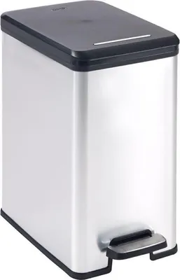 Image de DECO SLIM BIN Poubelle 25L avec pédale argent métallique
