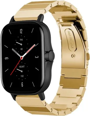 Produktbild von Strap-it Metallarmband - Kompatibel mit Amazfit GTS 2 Armband Ersatzarmband Edelstahl - Faltschließe - Hochwertiges Material - für Smartwatch 20mm Armband Gold