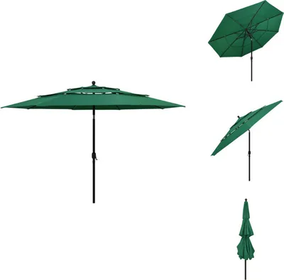 Zdjęcie produktu dla vidaXL Parasol z aluminiowym słupkiem 3-warstwowy zielony 3,5 m - Parasole i parasole przeciwsłoneczne