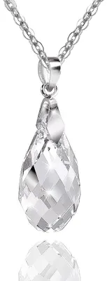 Produktbild von MATERIA by Matthias Wagner Tropfen Anhänger Glaskristall weiß facettiert 925 Sterling Silber wahlweise mit Kette KA-267