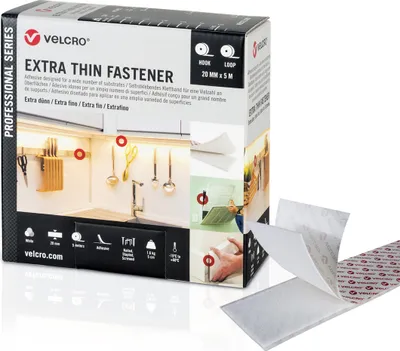 Produktbild von VELCRO® Extra Thin Fastener 5m Hakenband 5m Flauschband, Haken & Flausch 50mm weiß