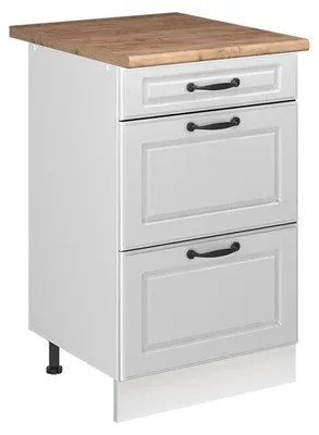 Immagine prodotto di Mobiletto base per cucina Vicco R-Line Bianco country/Bianco 50 cm piano di lavoro Rovere dorato, Model 69724