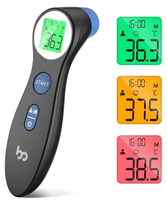 Produktbild von Femometer Fieber Thermometer Babys, Kinder Erwachsene, kontaktlose Stirn -Thermometer, Infrarot -Sofortige genaue Lektüre, Alarm, Schwarz
