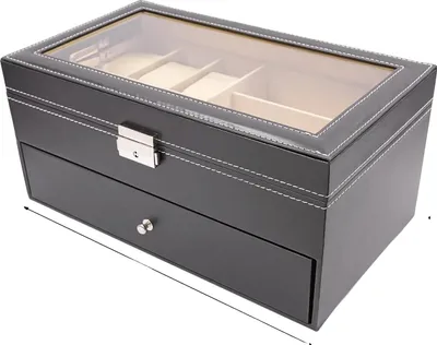 Obrázek produktu pro Organizér na šperky, pojme 6 hodinek, pojme 9 slunečních brýlí, černý
