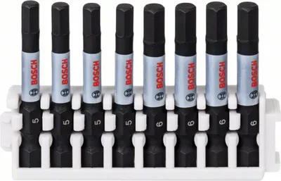 Produktbild von Bosch Professional 8tlg. Schrauber Bit Set Hex 4 x H4/ 4 x H5 - L 50mm Impact Control Pick and Click,