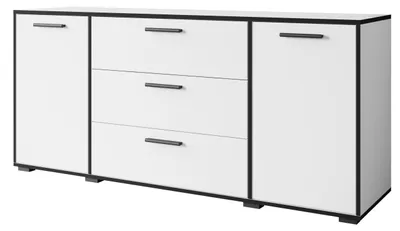 Zdjęcie produktu dla Nowoczesna komoda 150 cm do salonu 3 szuflady i 2 szafki biały mat