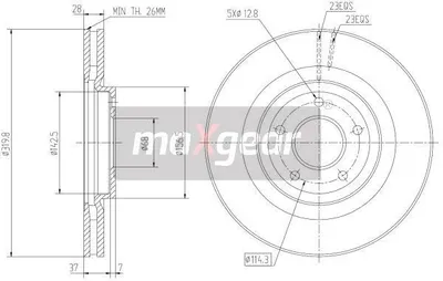 Produktbild von 2x MAXGEAR Bremsscheibe 19-2364 vorne für RENAULT KOLEOS (HY_) 44mm 320mm