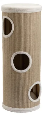 Obrázok produktu pre Lesný domček pre mačky, krémovožltý, výška 106 cm, priemer 40 cm, vrátane vankúša, mačací domček s 3 vchodmi