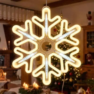 Produktbild von SALCAR 40 cm LED Schneeflocke Deko, 420 LEDs, Innen & Außen Fensterlicht, hängende Weihnachtsdeko, Fenster Deko, Weihnachtsbeleuchtung Garten Party