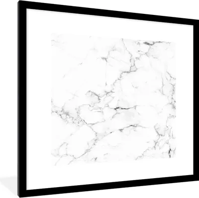 Produktbild von MuchoWow® Gerahmtes Poster Marmor - Weiß - Grau - Luxus - Marmoroptik - Strukturiert 40x40 cm - Poster mit Schwarzem Bilderrahmen Wandposter Rahmen Foto Bilder - Poster - Plakat im Rahmen