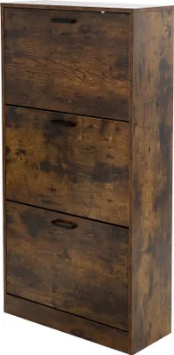 Produktbild von ML-Design Schuhschrank mit 3 Klappfächern, 60x24x120,5 cm, Braun, Kommode für 18 Paar Schuhe, Schuhregal Schuhkipper Schuhaufbewahrung Schuhablage