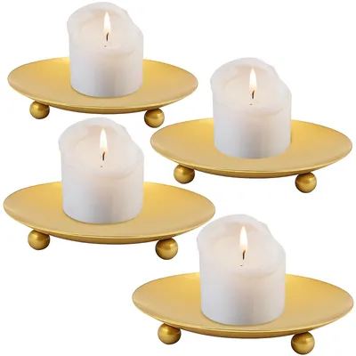 Productafbeelding van Solidchoice - Gouden Kandelaars voor Stompkaarsen Set van 4