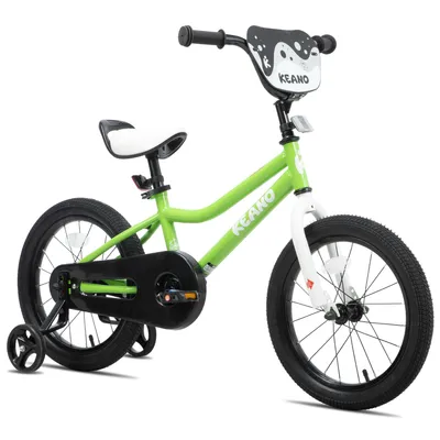 Productafbeelding van KEANO kinderfiets met afneembare stabilisatorwielen, ideaal voor jonge beginnende fietsers