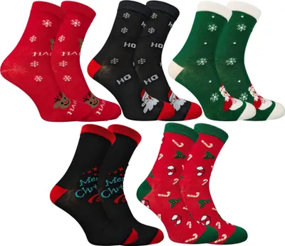 Produktbild von Pánské vánoční ponožky 5 párů bavlněných ponožek Merry Christmas Multicoloured Velikosti 43-46