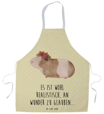 Produktbild von Mr. & Mrs. Panda Schürze Meerschweinchen Weisheit - Gelb Pastell - Geschenk, Kochschürze, Motivation, Wunder, Spruch, Bäckerschürze, Wunderland, Küchenzubehör