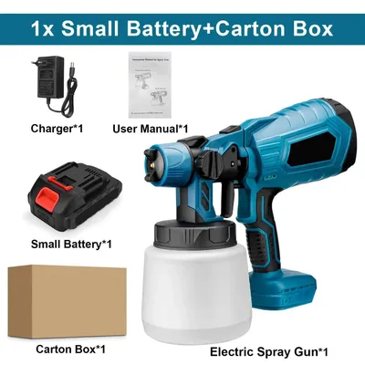Immagine prodotto di Pistola a spruzzo portatile per verniciatura - Pistola a spruzzo elettrica senza fili - Capacità serbatoio: 1000 ml - 1 batteria - 18 V - Ugello: 2,6 mm - 6000 giri/min