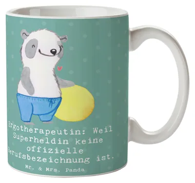 Produktbild von Mr. & Mrs. Panda Tasse Ergotherapeutin Superheldin - Meeresbrise - Geschenk, Berufsliebe, schöne, Soziale Interaktionen, Pott, Feier, Kaffeebecher, Berufsgestaltung