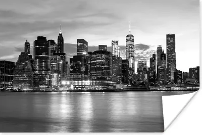 Produktbild von MuchoWow® Poster New York Skyline in den Abend - schwarz und weiß 60x40 cm - Schlafzimmerdekoration