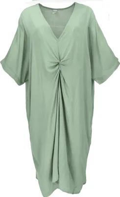 Produktbild von Lockeres Oversize Kaftankleid, Plus Size Kleid - Salbei, Damen, Grün, Baumwolle, Größe: S/M