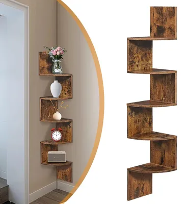 Produktbild von Eckregal Holz Wandregal Bücherregal Hängeregal Aufbewahrung Küchenregal 5 Ebenen