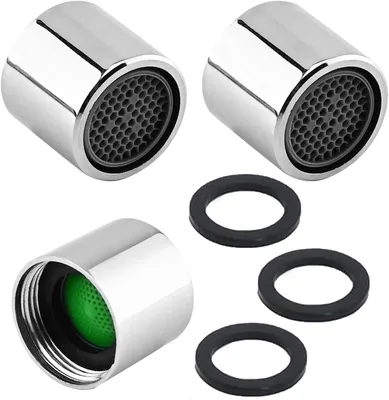 Immagine prodotto di Aeratore per rubinetto - Regolatore di flusso - M18 - confezione da 3 pezzi - Filetto da 18 mm - Bocchetta metallica per rubinetto - Aeratore a risparmio idrico