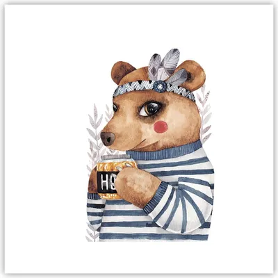 Produktbild von Poster - Poster ohne Rahmen - Anthropomorphisierung Bär Kinder - 30x30 cm - Wand Bild - Wanddeko - Wandbilder - Kunstposter - Wandposter - Bilder - Kunstdruck - Wanddekoration - P2XAC30x30-4367