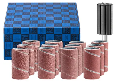 Image de PFERD TOOLS Jeu de manchons abrasifs 13 pces corindon 15x30mm A60,80,150,240 avec support tige 6 mm