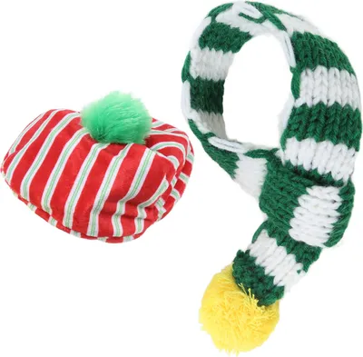 Produktbild von Hundemütze und Schal-Set, weihnachtlich, bezaubernd, gestrickt, für Haustiere, Katzen, kleine, mittelgroße und große Hunde (weiß, grün, M)