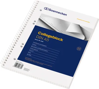 Produktbild von Soennecken Collegeblock 2365 DIN A5 gelocht kariert 80Blatt