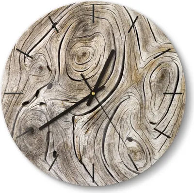 Produktbild von DEQORI Glasuhr Ø30 cm Modern 'Verwittertes Holz' Wanduhr Glas Uhr Design leise