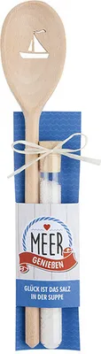 Produktbild von Geschenkset maritimer Buchenholz-Kochlöffel & Meersalz im Reagenzglas