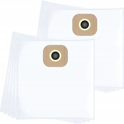 A stack of white vacuum cleaner bags with a brown and black circular opening on each.