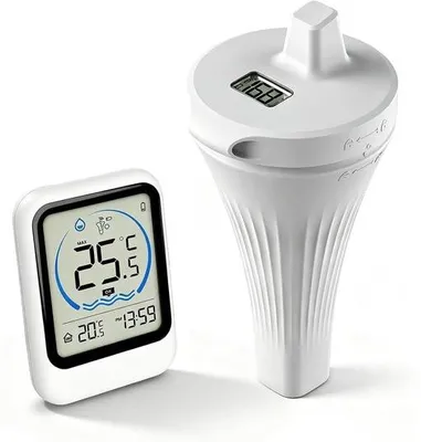 Produktbild von Kabellose Schwimmbadthermometer, IP68 wasserdicht, LCD-Display, schwimmende digitale Thermometer für Schwimmbäder, Badewannen, Aquarien und Teiche