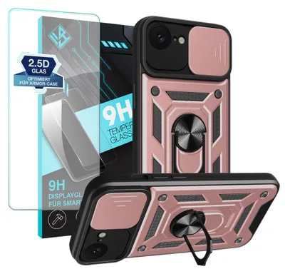 Produktbild von Armor Handyhülle für Apple iPhone 17e mit 9H Displayglas Displayschutz Kameraschutz Handy Panzer Case Cover Schutzhülle Outdoor Farbe: Rosegold