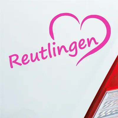Produktbild von Auto Aufkleber Reutlingen Herz Stadt City Love Liebe 15,5x8 cm Pink Sticker Heckscheibenaufkleber
