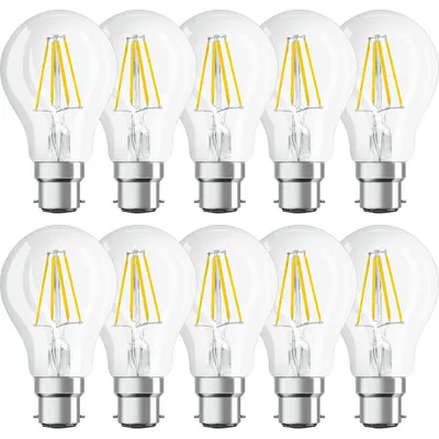 Produktbild von 10 x Osram LED Filament Leuchtmittel Parathom Birnenform 7W = 60W B22d klar 806lm warmweiß 2700K DIMMBAR