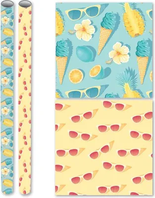 Image de Été - Papier cadeau - 2 mètres x 70 cm - 4 rouleaux