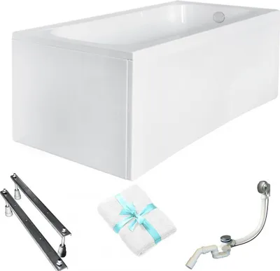 Produktbild von Aqua For You | Besco Continea Badewanne - 150x70cm - Acryl - Mit Verkleidung Und Füßen - Siphon Inklusive