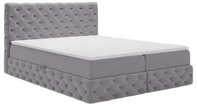 Image de Lit Boxspring avec matelas 140x200 cm Royal - Lit double avec sommier, topper - Velvet Gris (Royal Velvet 20)