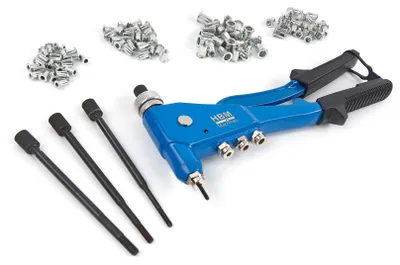 Immagine prodotto di Rivettatrice manuale professionale, pinza per rivetti ,tenaglia per rivetti filettati  e rivetti a strappo, rivettatrice dadi ciechi ,M3-M6,kit 106 pezzi Hbm Machines Olanda